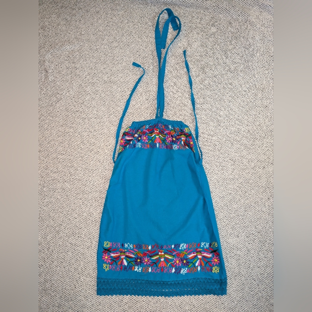 Colorful Embroidered Halter Dress
